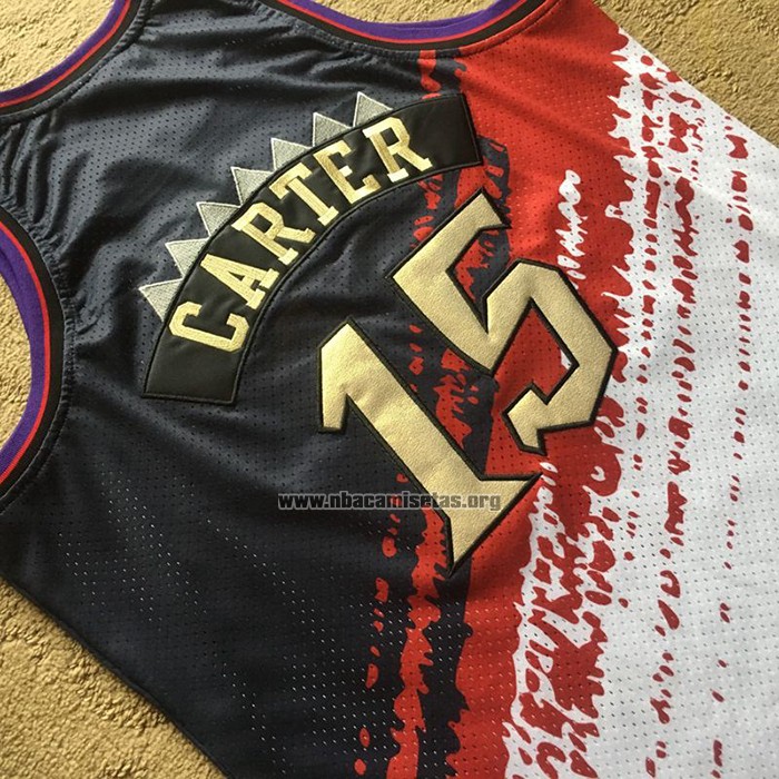 Camiseta Toronto Raptors Vince Carter NO 15 Mitchell & Ness Negro Rojo
